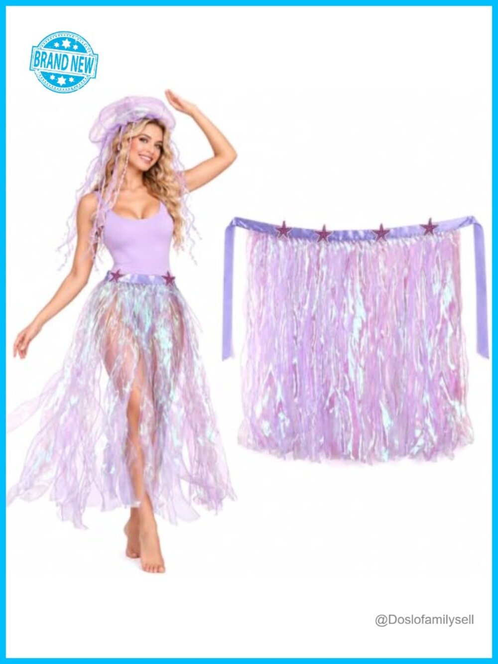 Women's Jellyfish Costume Skirt Iridescent Tulle Ruffle Halloween